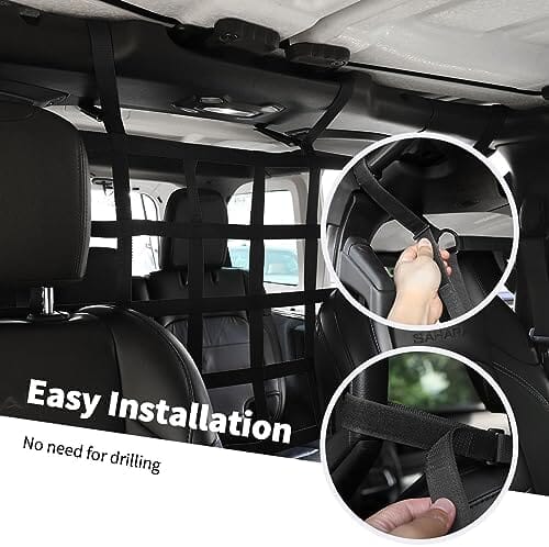 Rear Seat Cargo Net Pet Barrier Compatible with Jeep Wrangler JK JL Gladiator