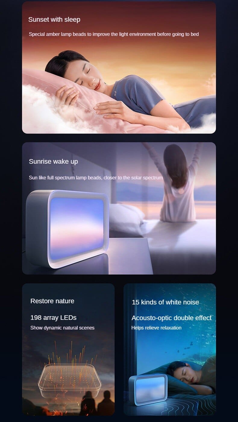 RelaxGlow: Bedside Relaxation White Noise LED Screen with Dynamic Sunset Simulation