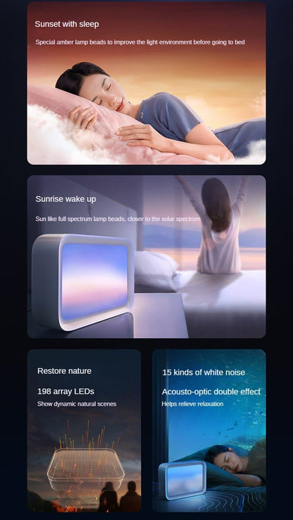 RelaxGlow: Bedside Relaxation White Noise LED Screen with Dynamic Sunset Simulation