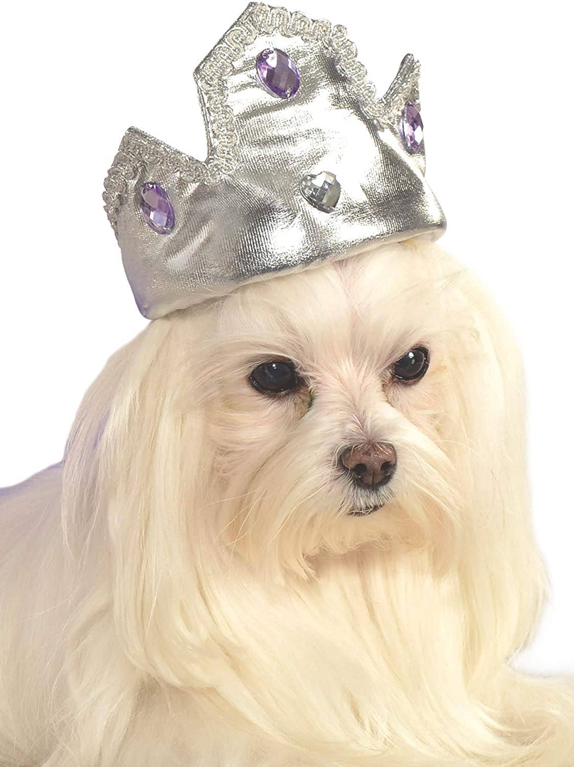 Silver Tiara with Purple Stones Pet Costume Accessory