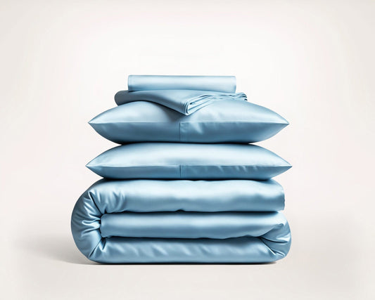 Premium Sky Blue Mulberry Silk Bedding Set
