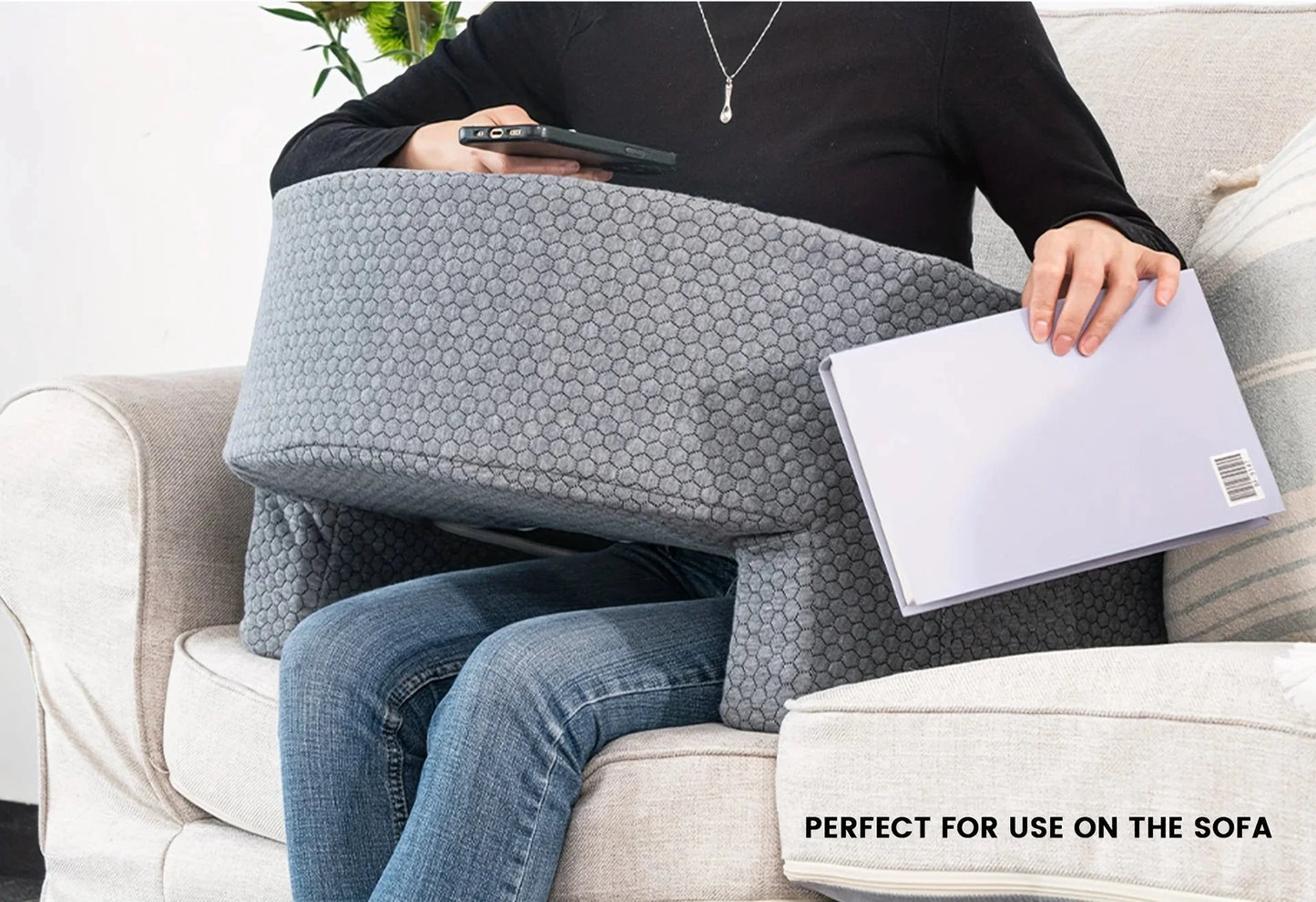 Soft Reading Pillow with Arm Rest Lap Desk Pillow for Working