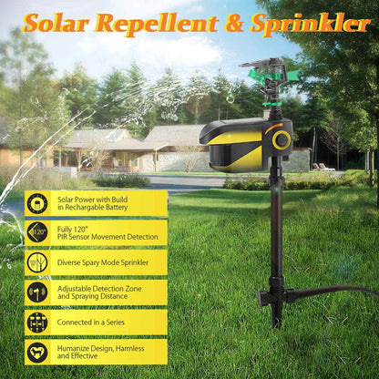 Solar Powered Motion Activated Animal Repellent Garden Sprinkler