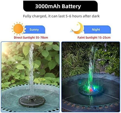 Solar Powered Water Fountains with Color LED Lights 7 Nozzles & 4 Fixers for Garden Small Pond Outdoor Swimming Pool Fish Tank