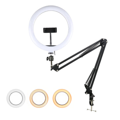 Led Selfie Ring Light Phone Stand Holder With Desktop Folding Arm Circle