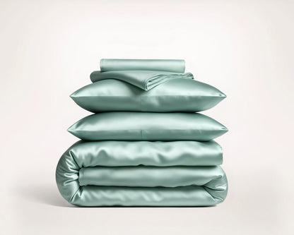 Premium Teal Mulberry Silk Bedding Set
