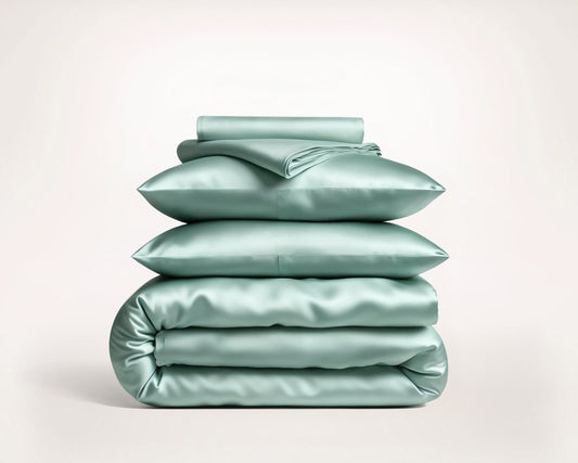 Premium Teal Mulberry Silk Bedding Set