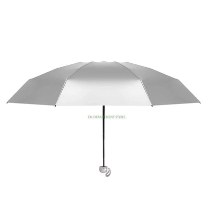 Titanium Silver 8 Ribs Pocket Mini Umbrella: Anti-UV Sun Umbrella, UPF Protection