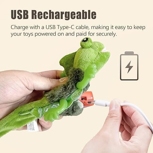 Touch Activated Flapping Chirping Lizard Kitten Toy with Catnip for Indoor Cats