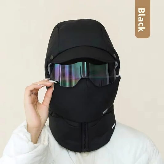 Winter Ski Balaclava Mask – Windproof Full Face Cover with Goggles, Thick Plush Thermal Motorcycle Mask for Men & Women