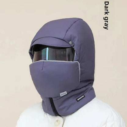 Winter Ski Balaclava Mask – Windproof Full Face Cover with Goggles, Thick Plush Thermal Motorcycle Mask for Men & Women