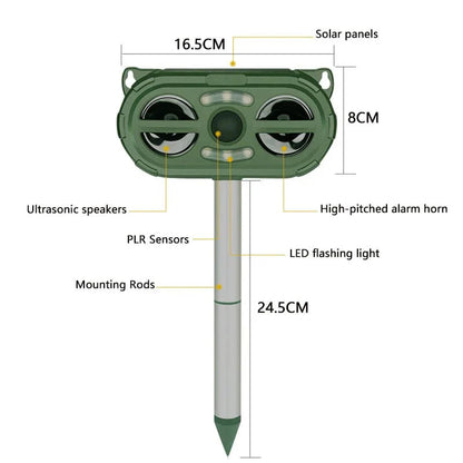 Ultrasonic Solar Powered Animal Waterproof Dog Animal Repellent