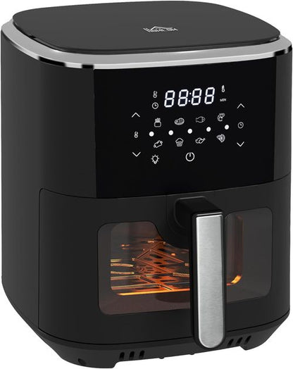 1500W 4 in 1 Air Fryer w/ Air Fry Bake Roast Dehydrator Function Cookbook 6.5L