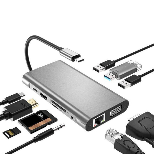 USB-C Hub Multiport: 10 in 1 Docking Station With Triple Display Adapter Type C