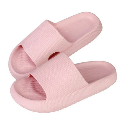 Women's Solid Summer Slippers - Men's Breathable Square Thick EVA Soft Flip-Flop