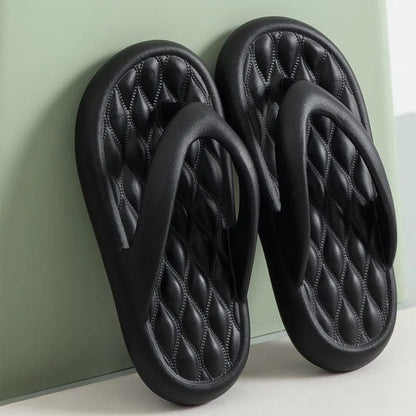 Women's Solid Summer Slippers - Men's Breathable Square Thick EVA Soft Flip-Flop