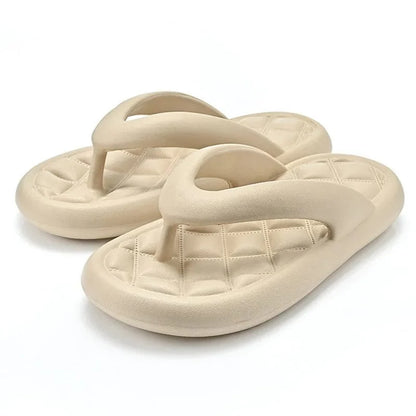 Women's Solid Summer Slippers - Men's Breathable Square Thick EVA Soft Flip-Flop