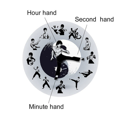 Yin Yang Bruce Lee Kung Fu Wall Clock
