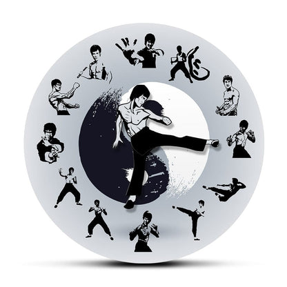 Yin Yang Bruce Lee Kung Fu Wall Clock