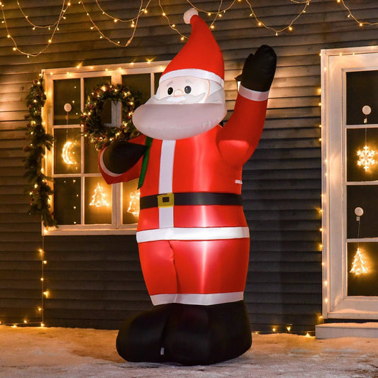 Homcom 2.4m LED Polyester Santa Claus Christmas Inflatable