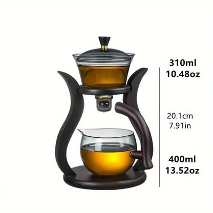ZenFlow: Lazy Chinese Glass Tea Set with Magnetic Switch Infuser